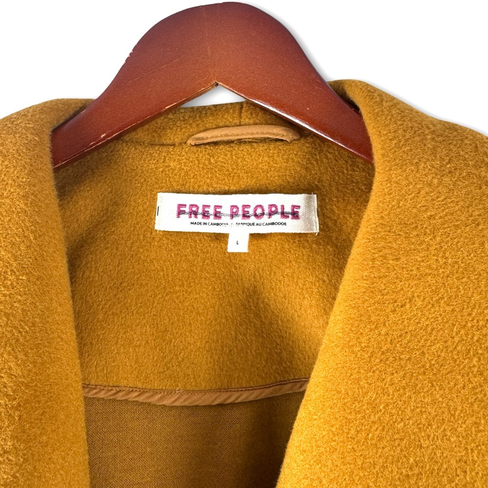 Free People Womens Mina Jacket Narcissus Mustard Yellow Coat Sz XL - Picture 4 of 6